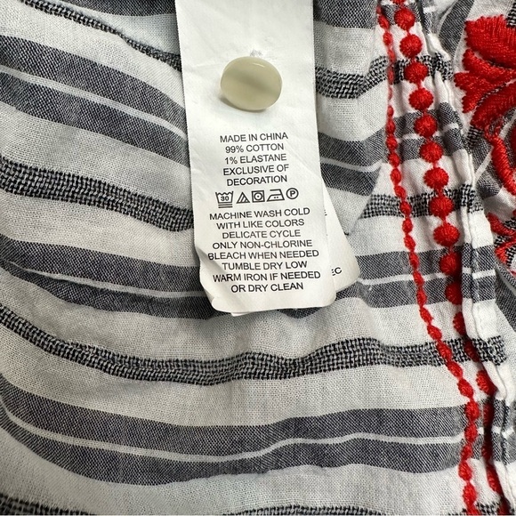 Kate Spade New York Striped Embroidered Tasseled Blouse SZ XSmall Resort Wear - Picture 7 of 7